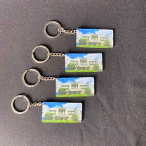 Móc khóa hình chữ nhật in hình trường học