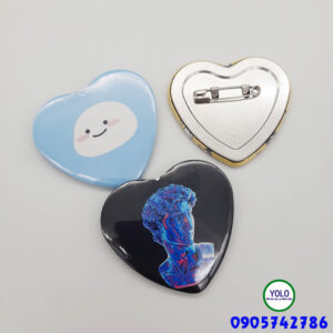 Huy hiệu nhựa cài áo hình trái tim, cute