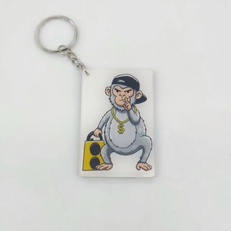 Móc khóa hình chú khỉ xám Móc khóa mica khỉ con