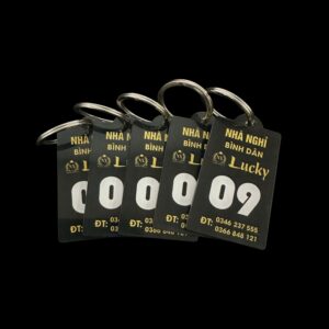 Móc khóa in số phòng khách sạn theo yêu cầu