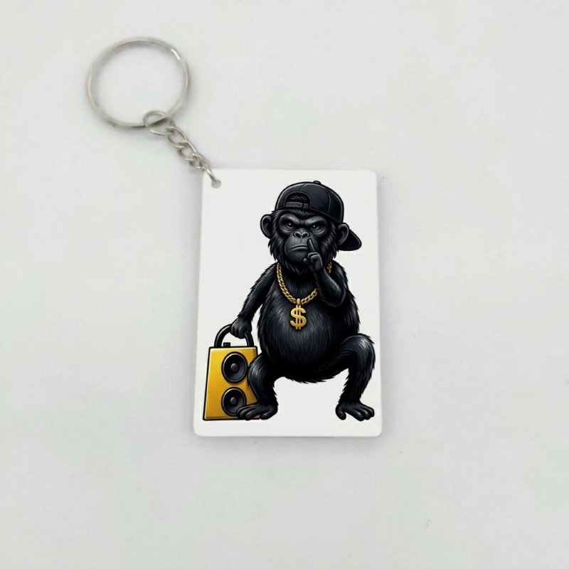 Móc khóa mica hình chú khỉ đen