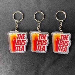 Móc khóa in uv hình ly trà