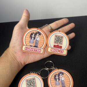 Móc khóa mica dạng tròn in 2 mặt