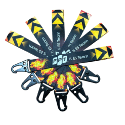 Móc khóa đầu sắt dây vải in theo yêu cầu