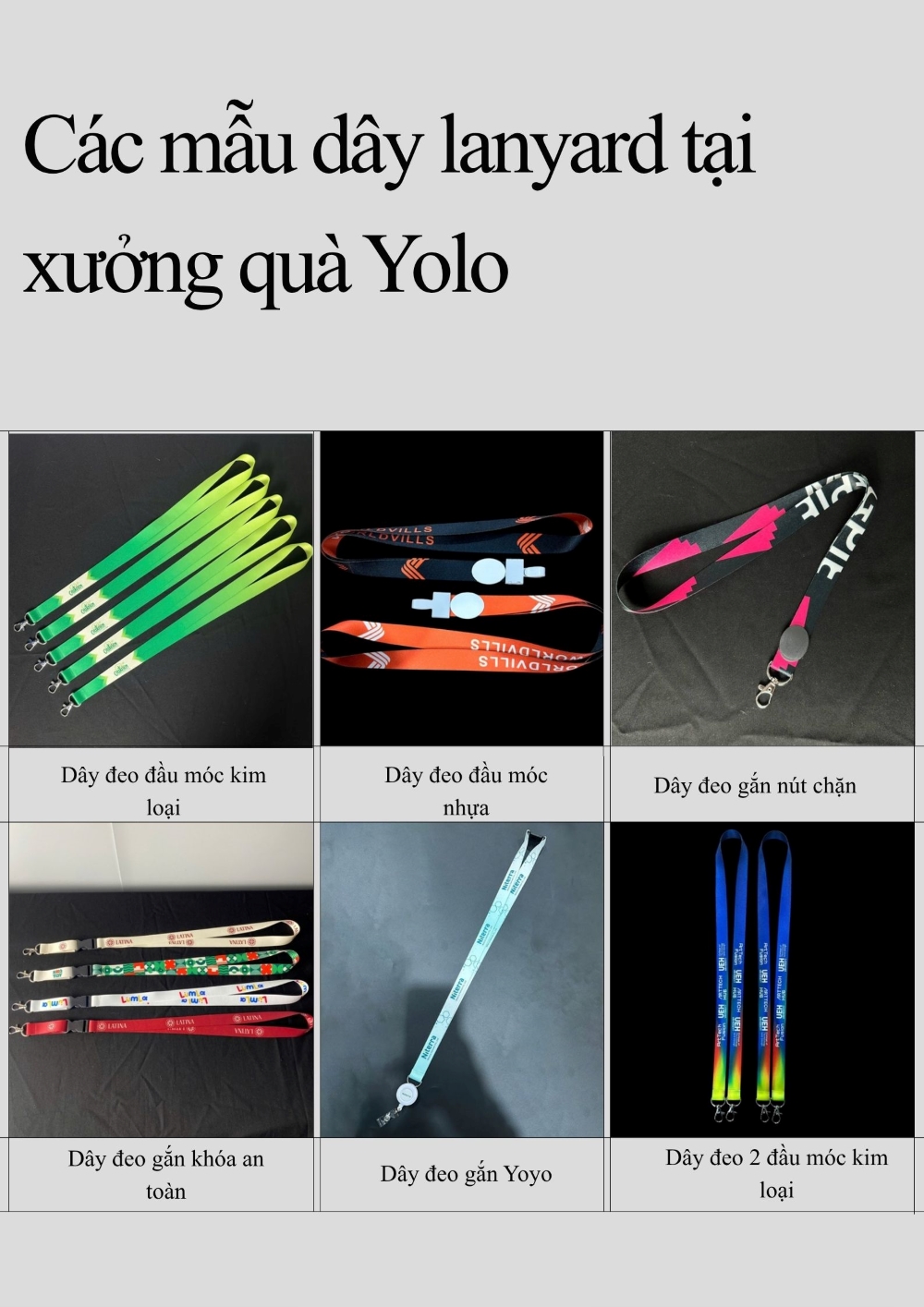 Các mẫu dây lanyard tại xưởng quà Yolo
