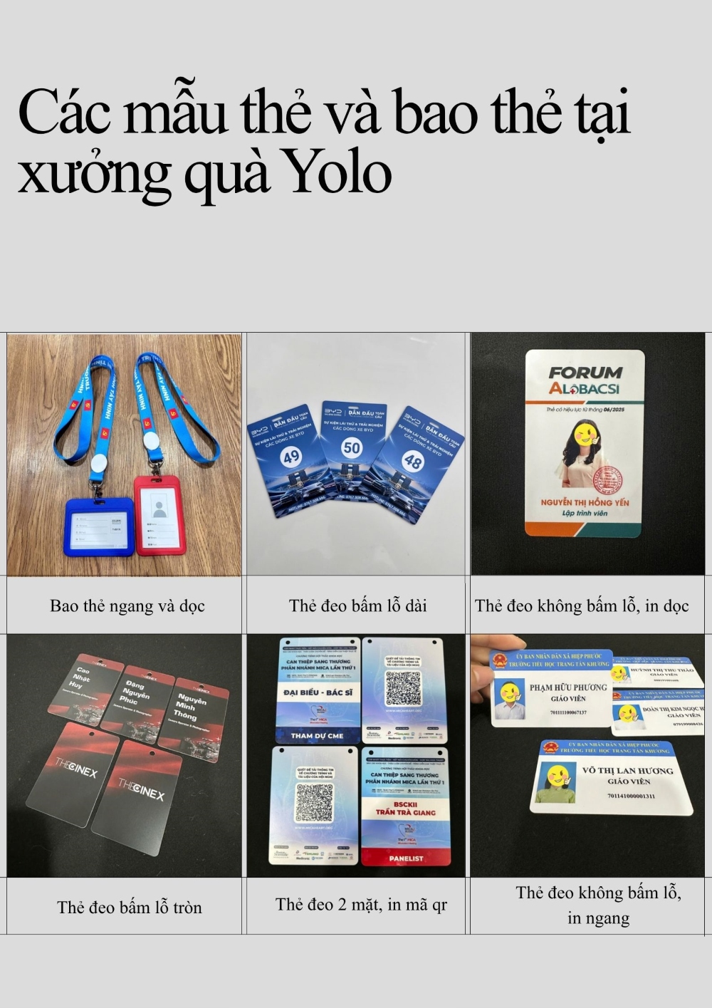 Các mẫu thẻ và bao thẻ tại xưởng quà Yolo