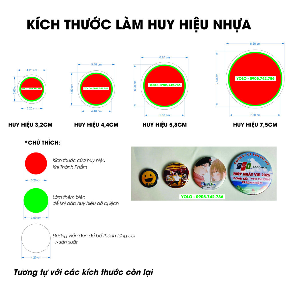 Kích thước thiết kế Huy Hiệu
