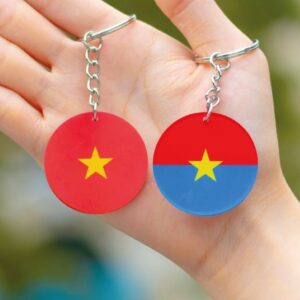 Móc khóa dạng tròn chào mừng ngày đất nước thống nhất Móc khóa dạng tròn chào mừng ngày đất nước thống nhất