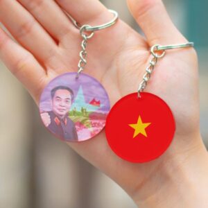 Móc khóa hình tròn in 2 mặt chào mừng ngày 30/4