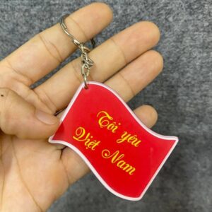 Móc khóa mica quốc kỳ mừng ngày thống nhất đất nước