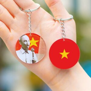 Móc khóa tròn chào mừng ngày thống nhất đất nước Móc khóa hình lá cờ