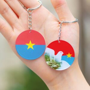 Móc khóa tròn mừng ngày đất nước thống nhất Móc khóa mica ngày lễ giải phóng miền nam